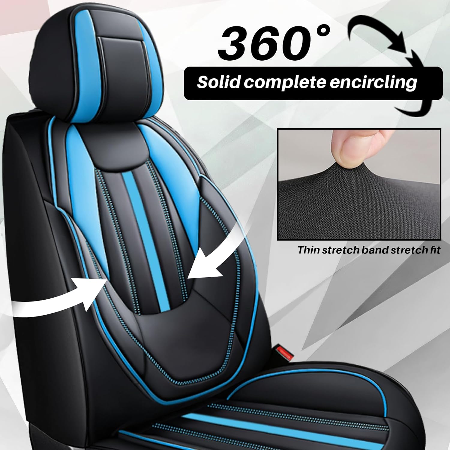 Blue & Black Full Coverage Leather Seat Covers